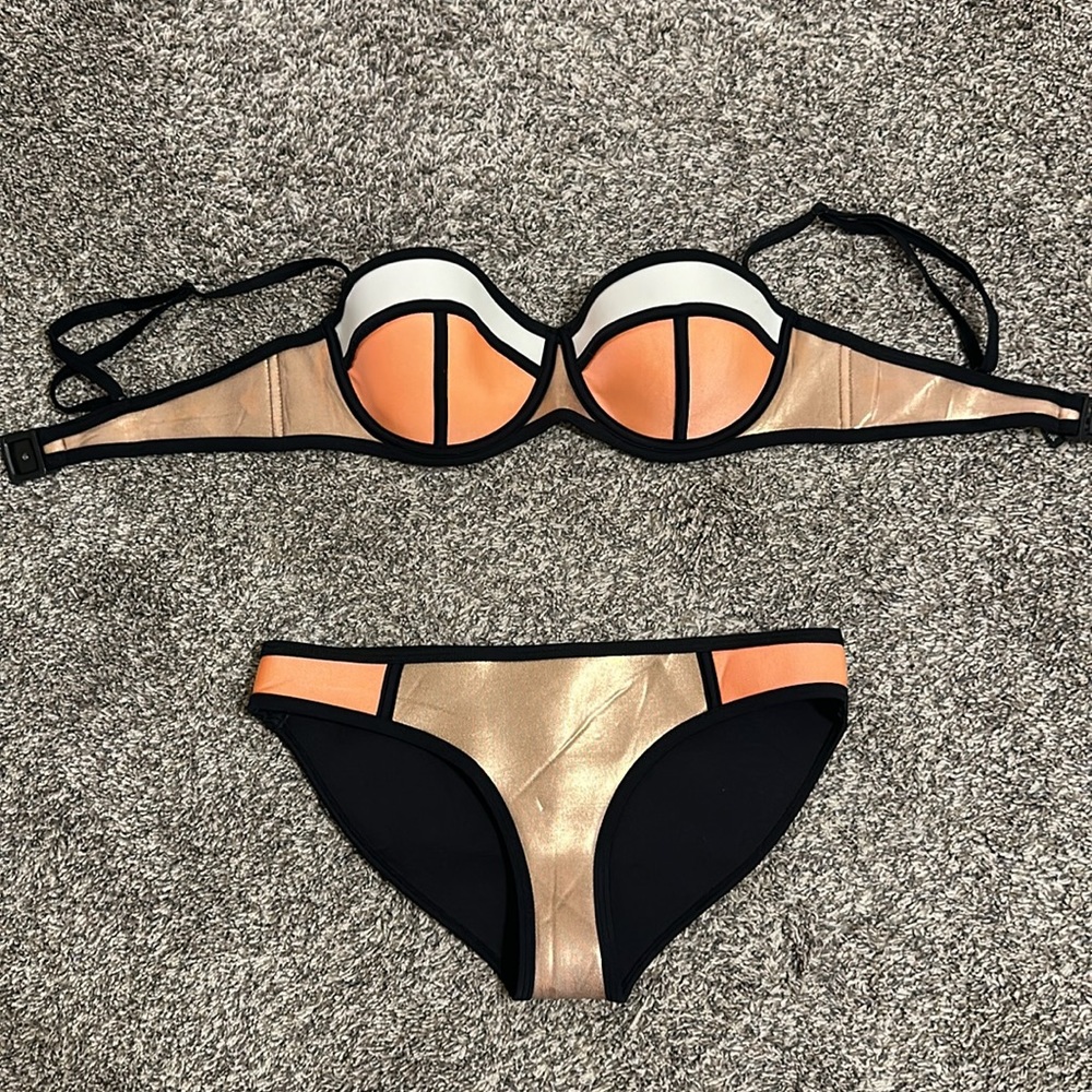 Triangle swim orange and gold bikini